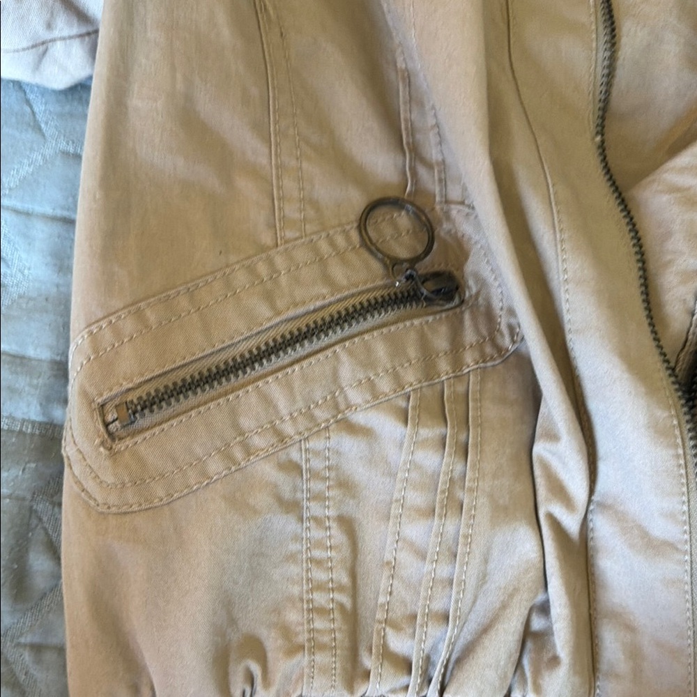 Charlotte Russe Womens Neutral Tan Bomber Jacket - Picture 4 of 5